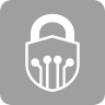 A white padlock icon combined with a shield shape featuring circuit lines on a black background, representing digital security or cybersecurity.