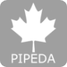 A white maple leaf on a black background with the word PIPEDA written below in white capital letters.