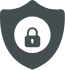 A dark gray shield icon with a padlock symbol in the center, representing security or protection.